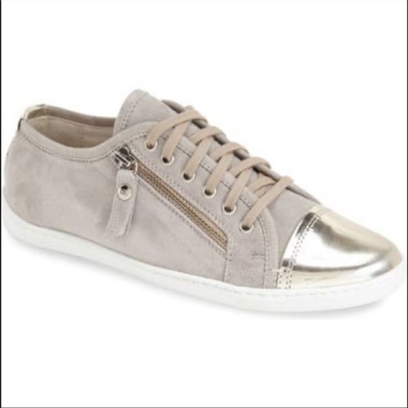 Agl Shoes - AGL Metallic Cap Toe Suede Sneakers